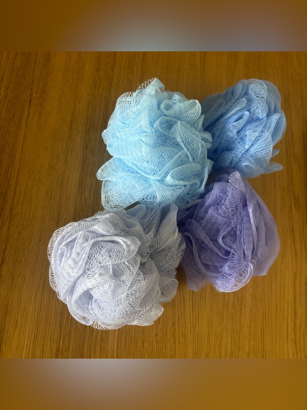 Set of 4 Bath Poufs in Light Blue & Lavender